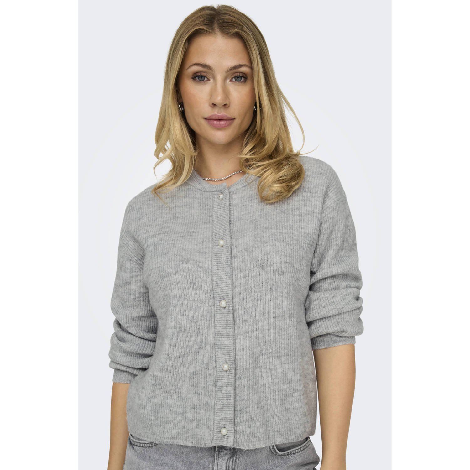 JDY gemêleerd vest LUMI grijs melange