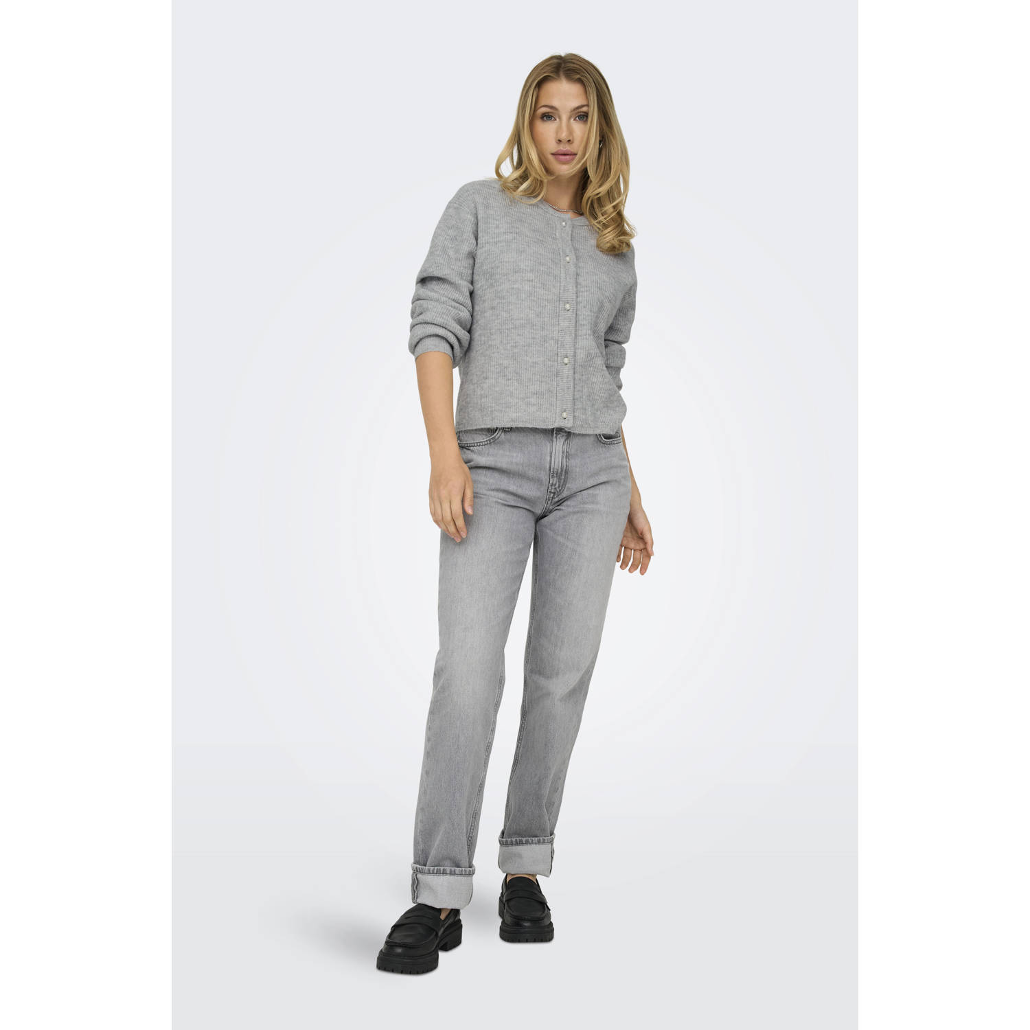 JDY gemêleerd vest LUMI grijs melange