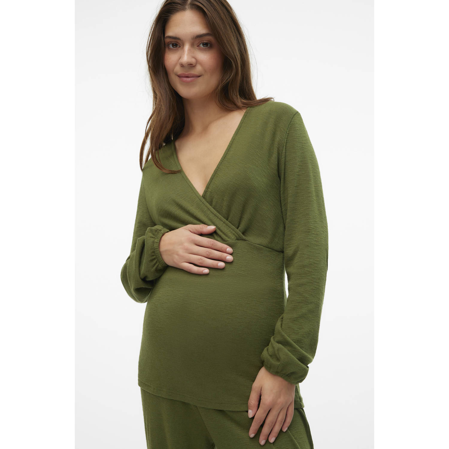 MAMALICIOUS zwangerschaps- en voedingsblousetop MLFREDERIKKE groen