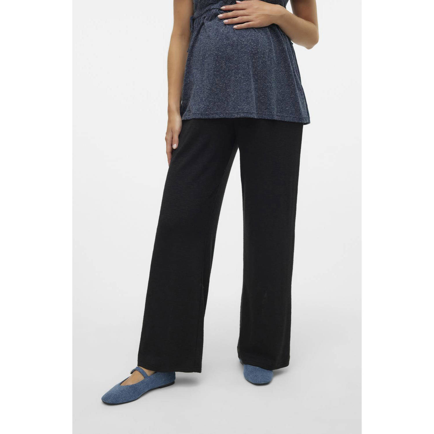 MAMALICIOUS wide leg zwangerschapspantalon MLFREDERIKKE zwart