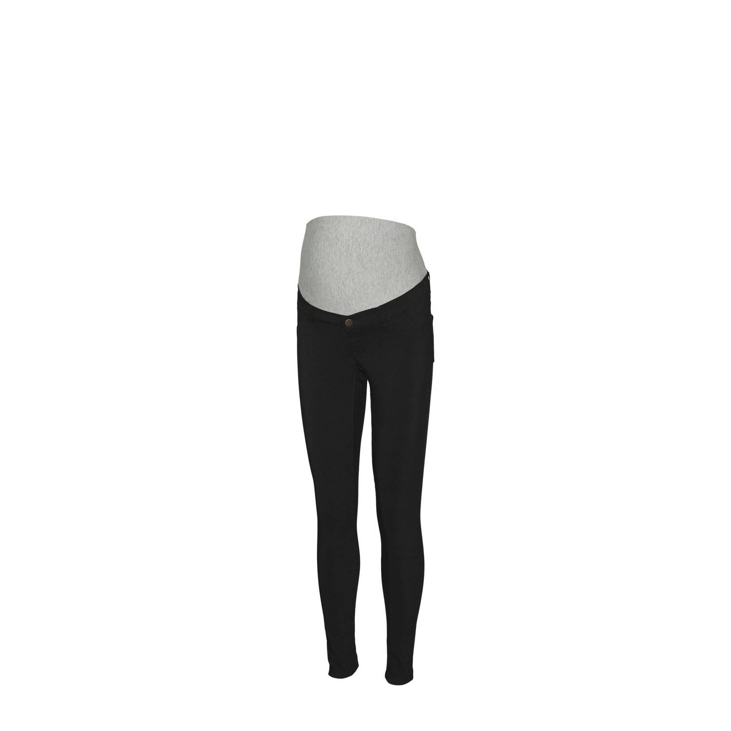 Mamalicious slim fit broek MLMEMPHIS zwart Dames Viscose Effen XXL