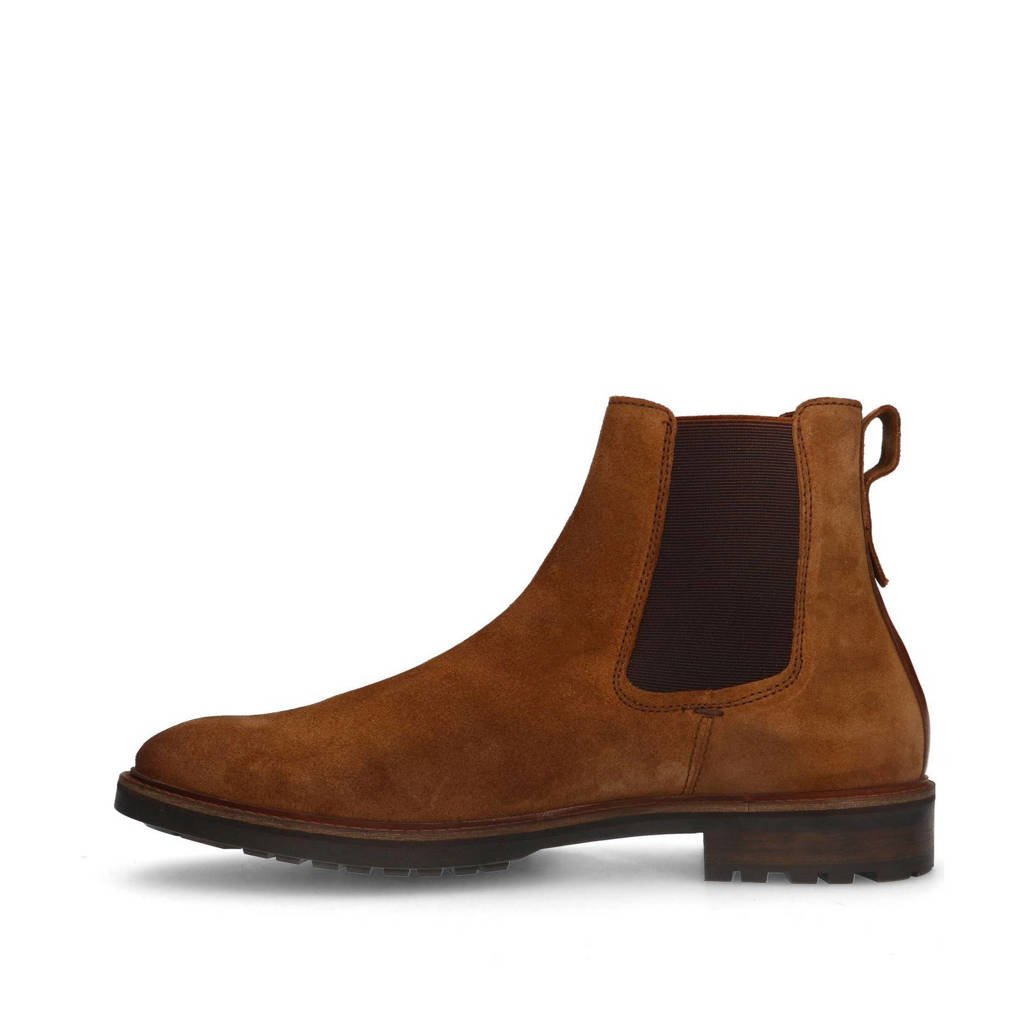 Van Lier suède chelsea boots cognac wehkamp
