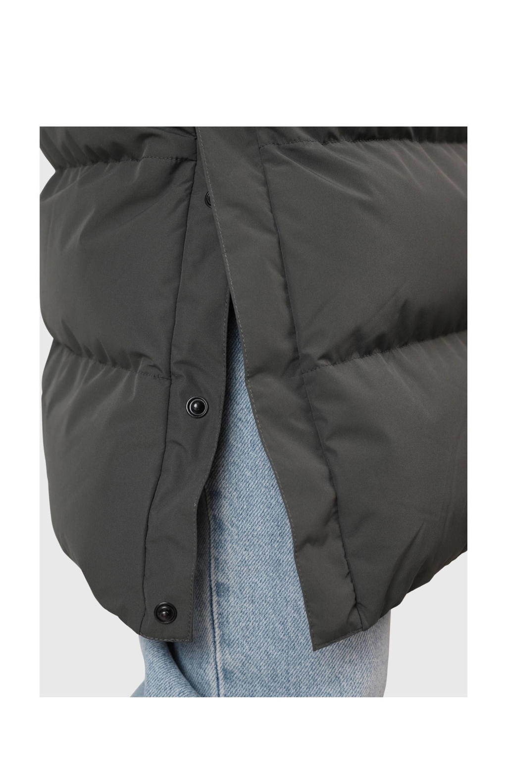 Grijze dames Brunotti outdoor jas Madwell van polyester met effen, lange mouwen, capuchon en rits met windvanger