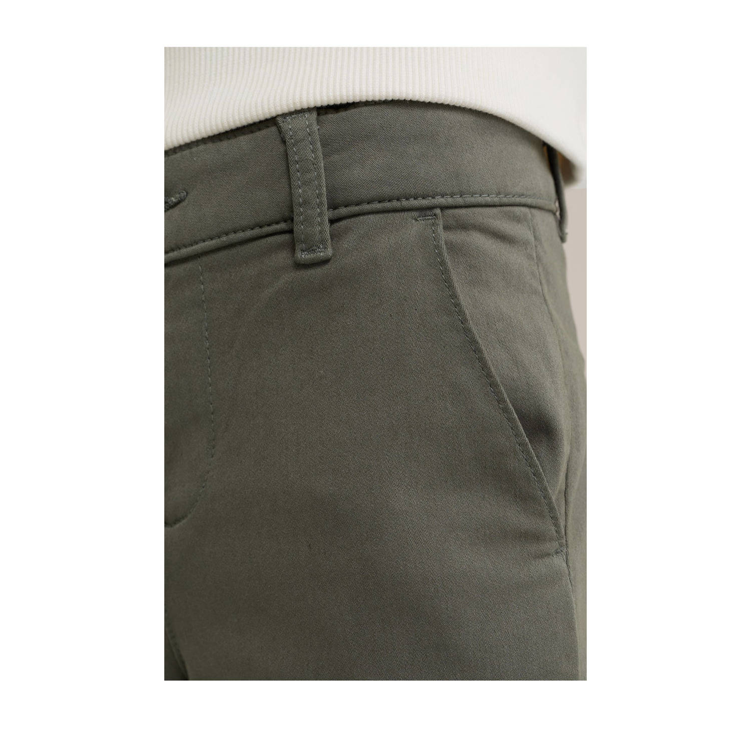 WE Fashion slim fit broek donkergroen