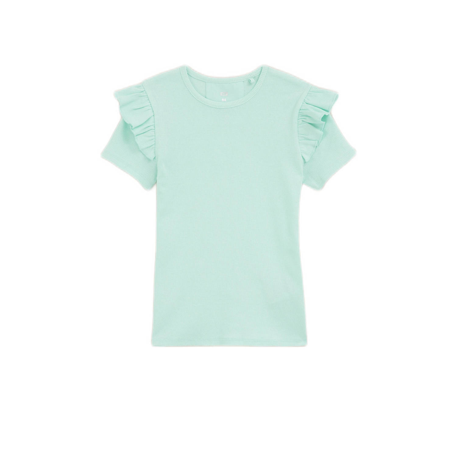 WE Fashion T-shirt Groen Meisjes Stretchkatoen Ronde hals Effen 170 176