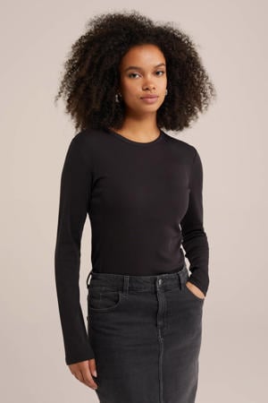 T-shirt geribbeld zwart