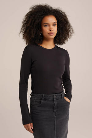 T-shirt geribbeld zwart