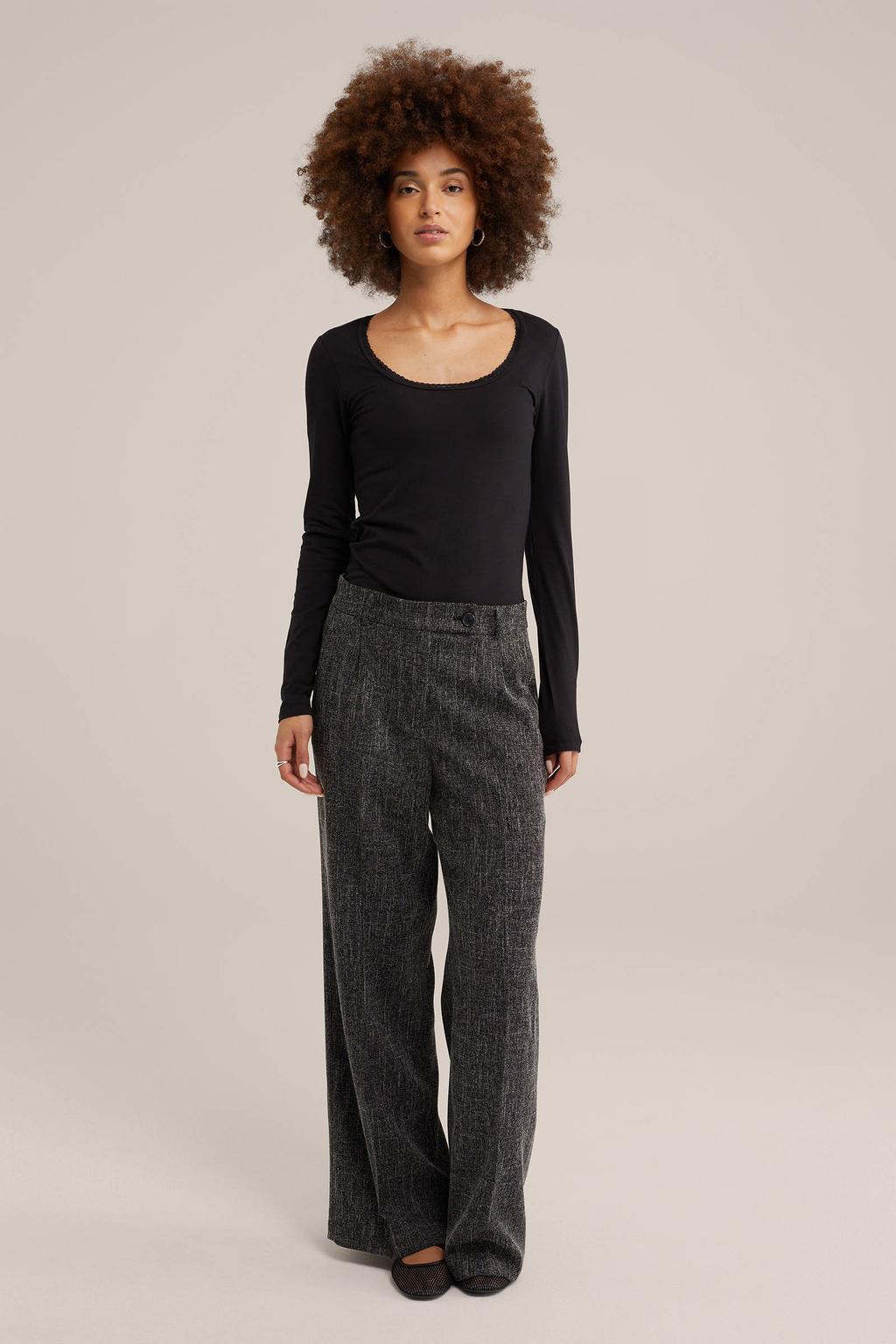Zwarte dames WE Fundamentals longsleeve van katoen met effen, lange mouwen en ronde hals