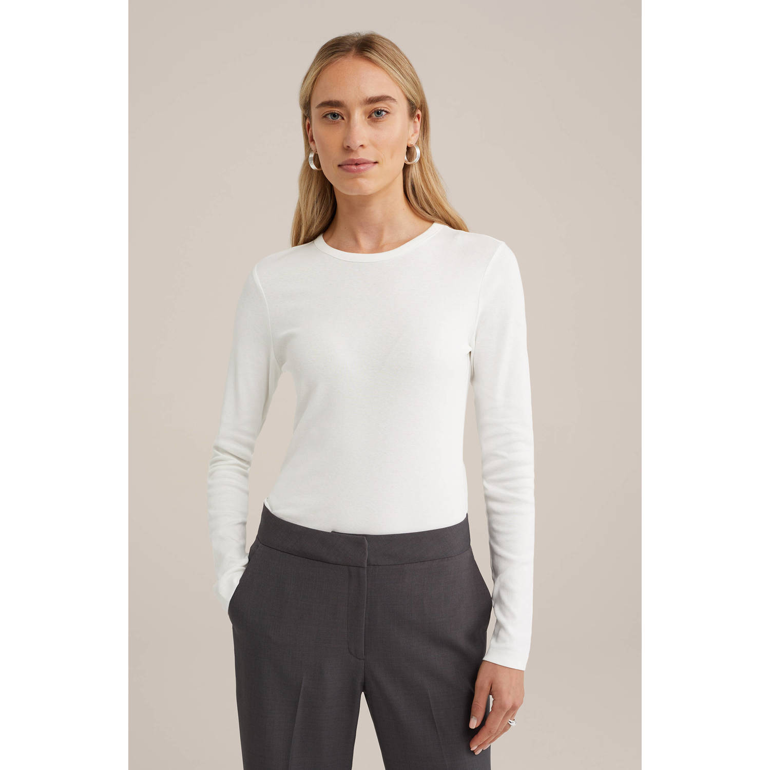 WE Fashion WE Fundamentals T-shirt geribbeld wit