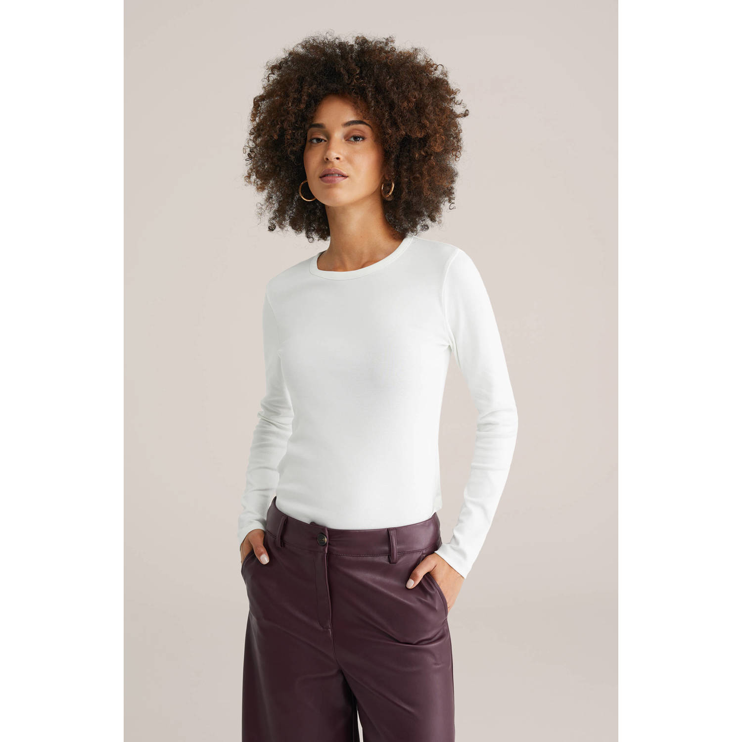 WE Fashion WE Fundamentals T-shirt geribbeld wit