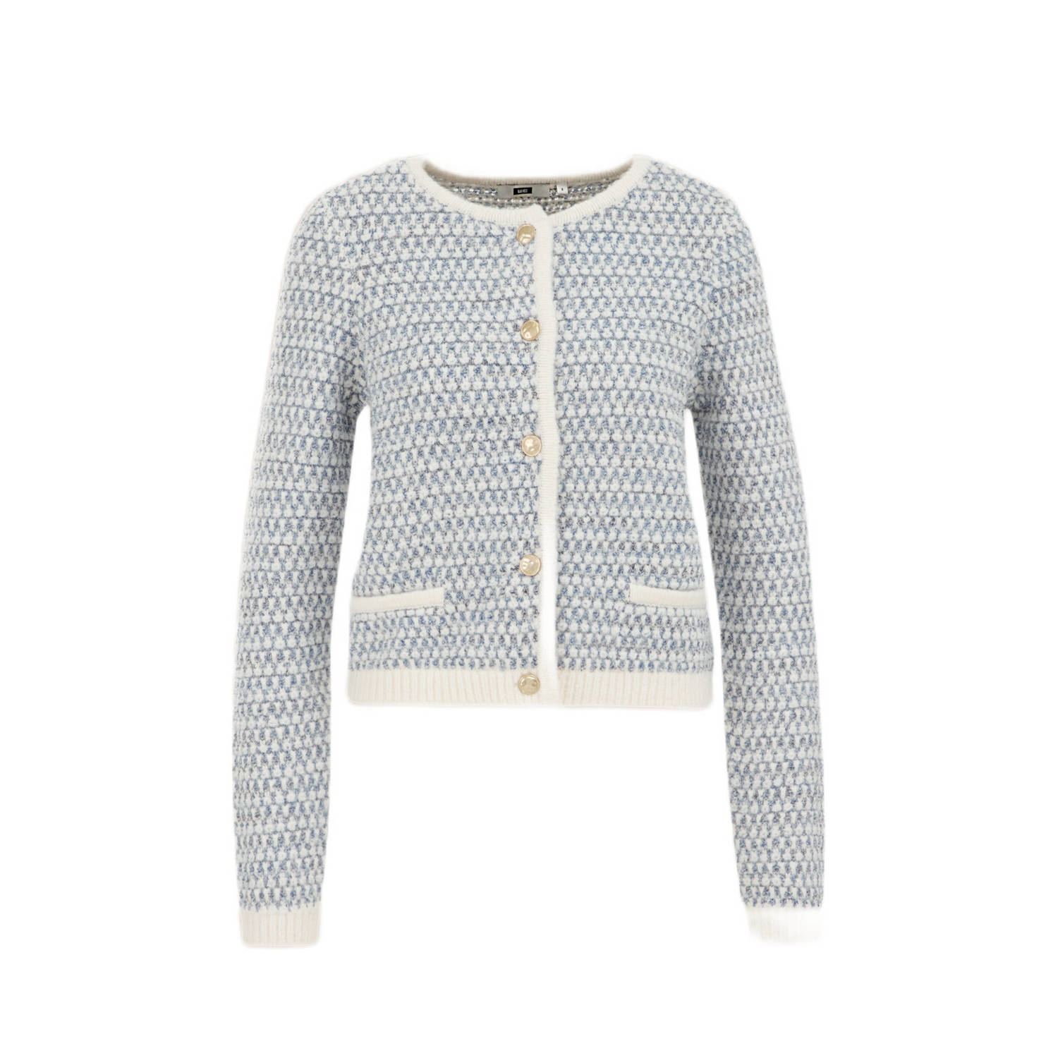 WE Fashion gemêleerd tweed vest lichtblauw ecru