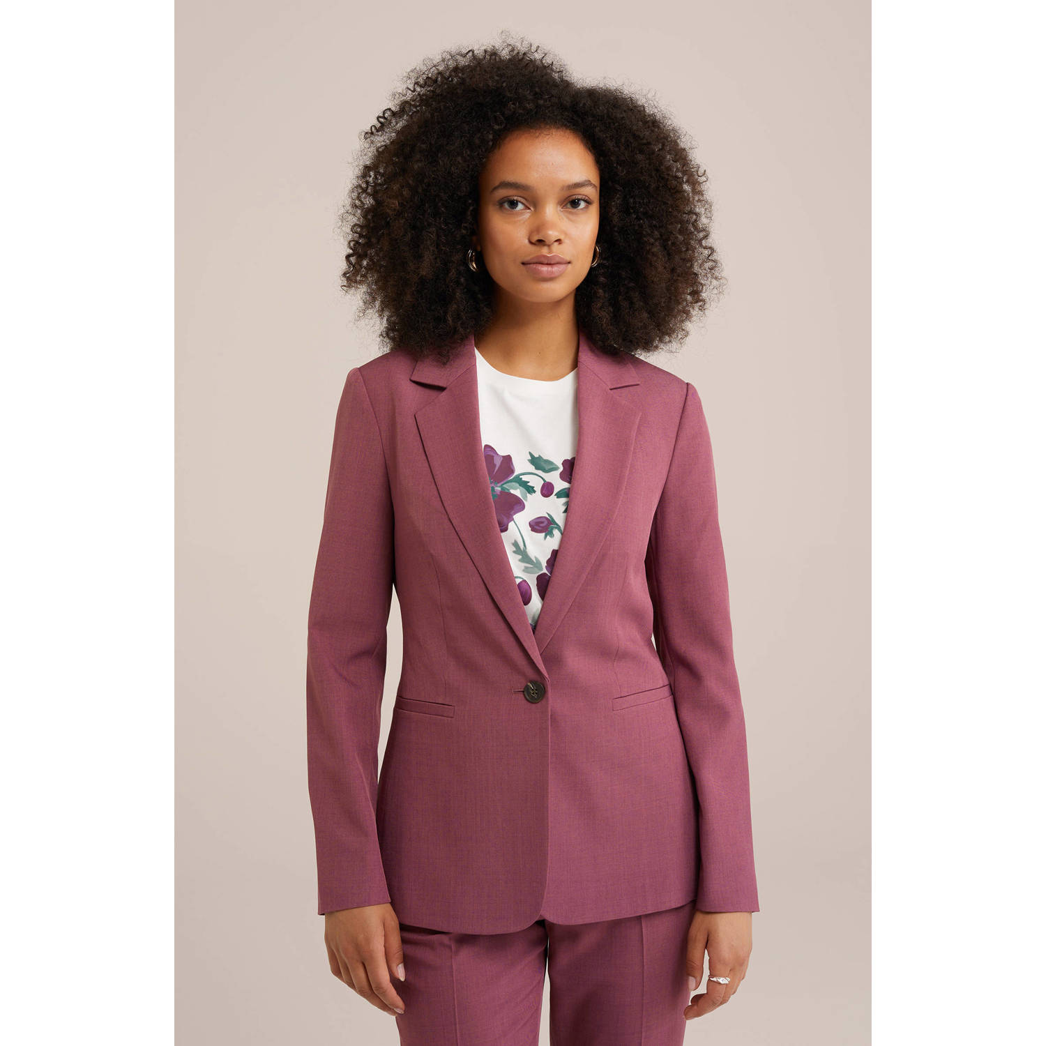 WE Fashion rechtvallende blazer berry slush