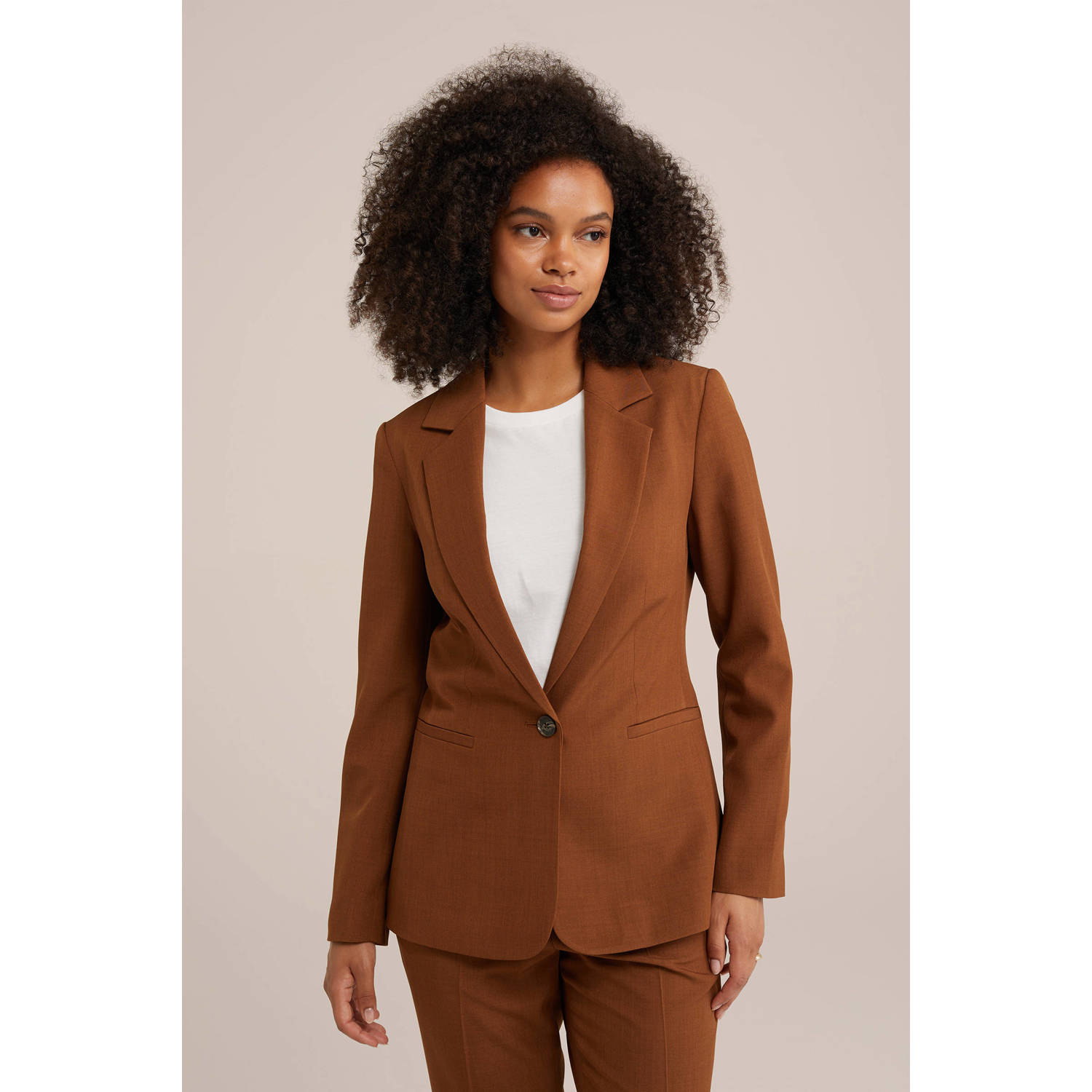 WE Fashion rechtvallende blazer hazelnut