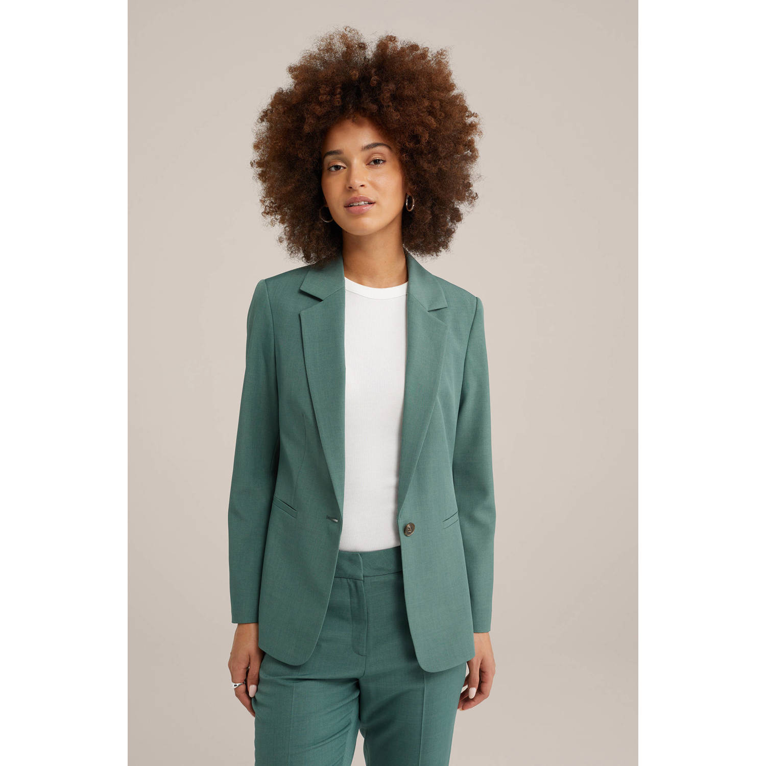 WE Fashion rechtvallende blazer green khaki
