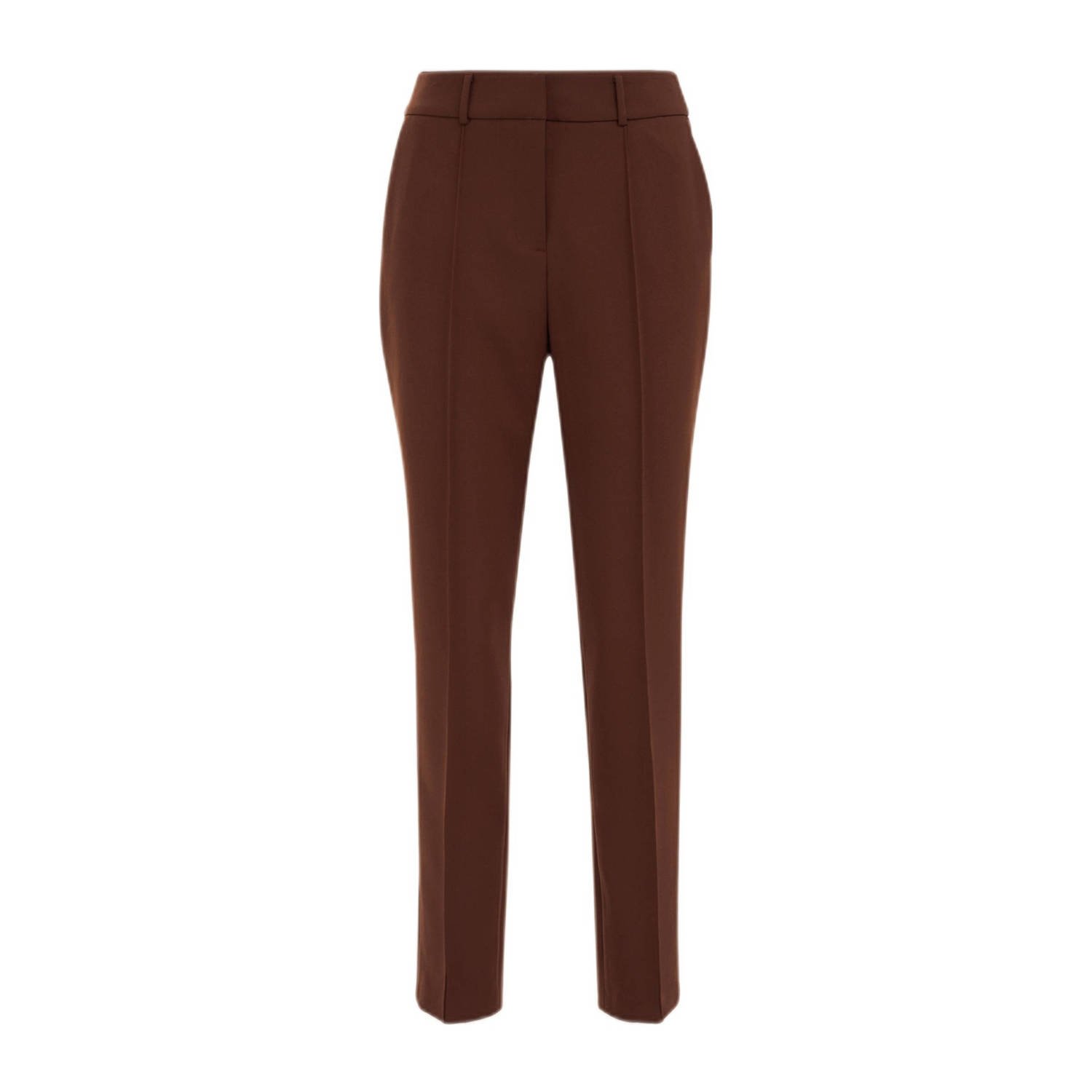 WE Fashion straight fit broek donkerbruin