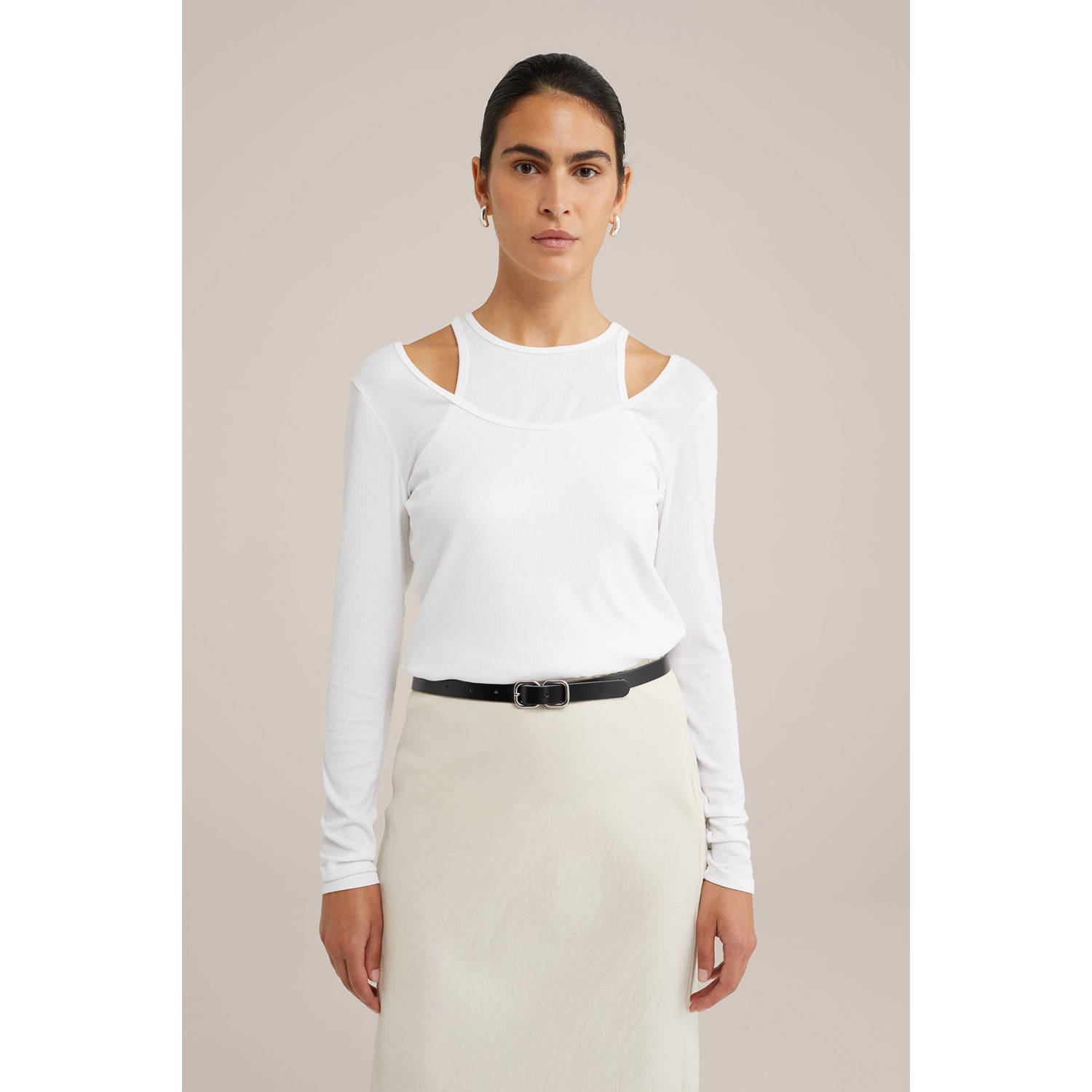 WE Fashion WE STUDIO leren riem zwart