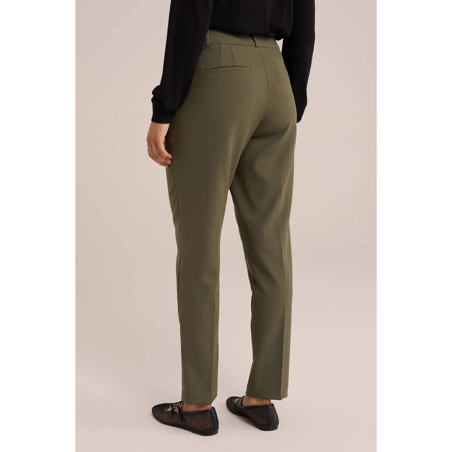 WE Fashion straight fit broek dark khaki