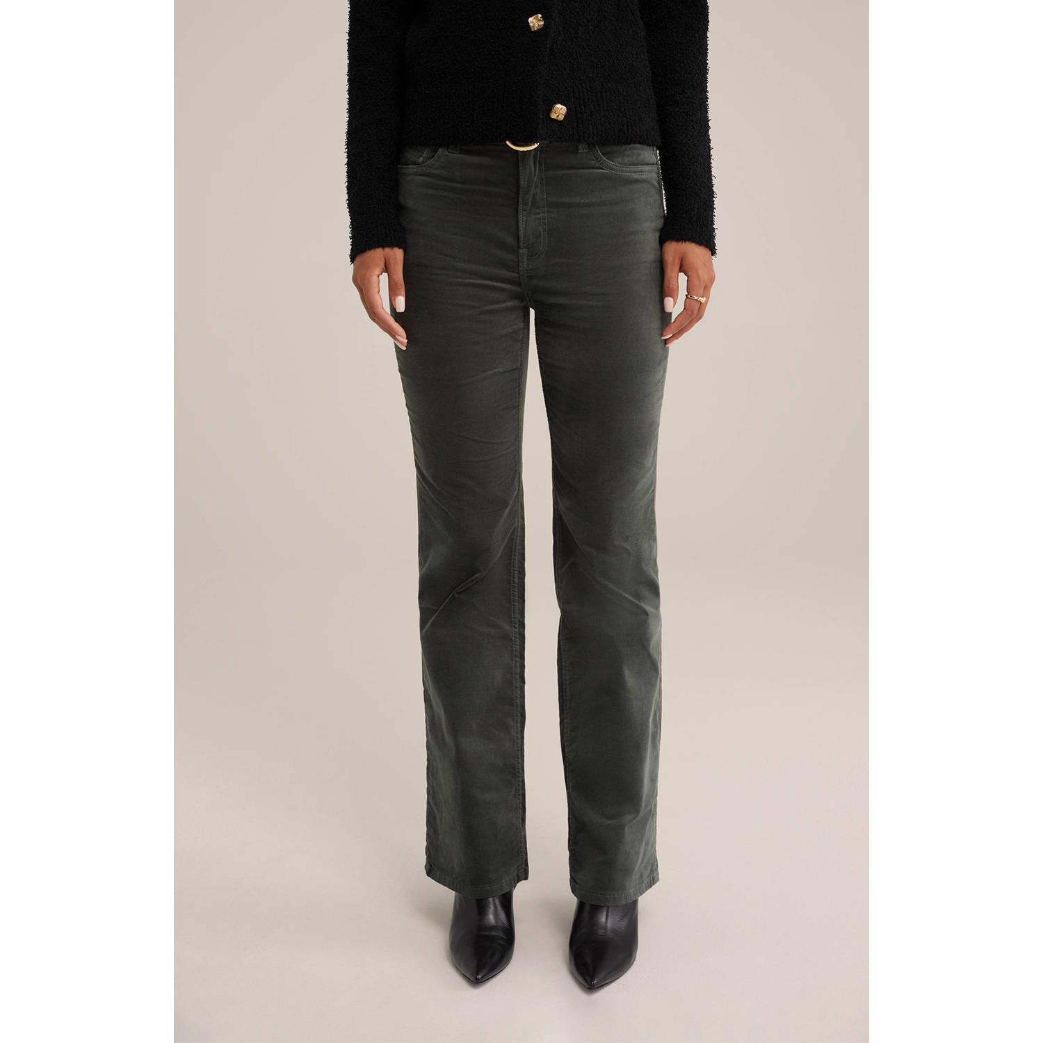 WE Fashion loose jeans donkergroen