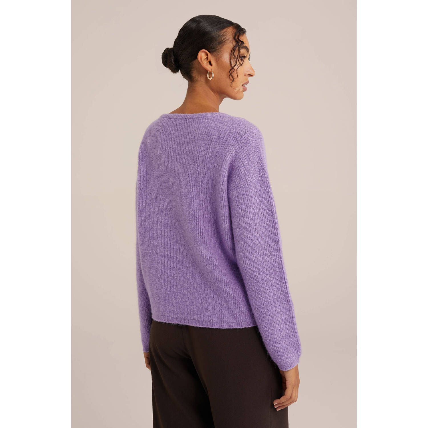 WE Fashion fijngebreid vest paars