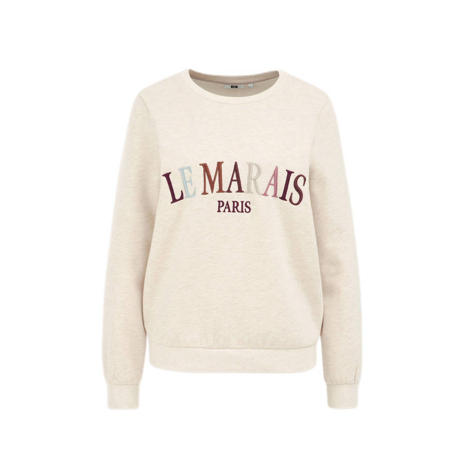 WE Fashion sweater met print opdruk beige