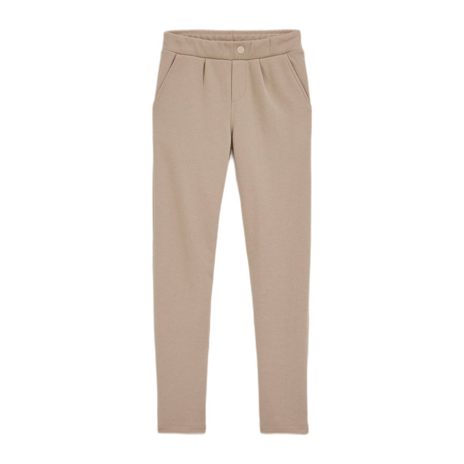 WE Fashion slim fit broek zand