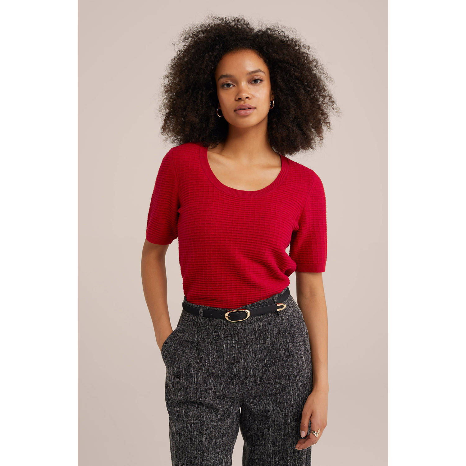 WE Fashion gebreide trui rood