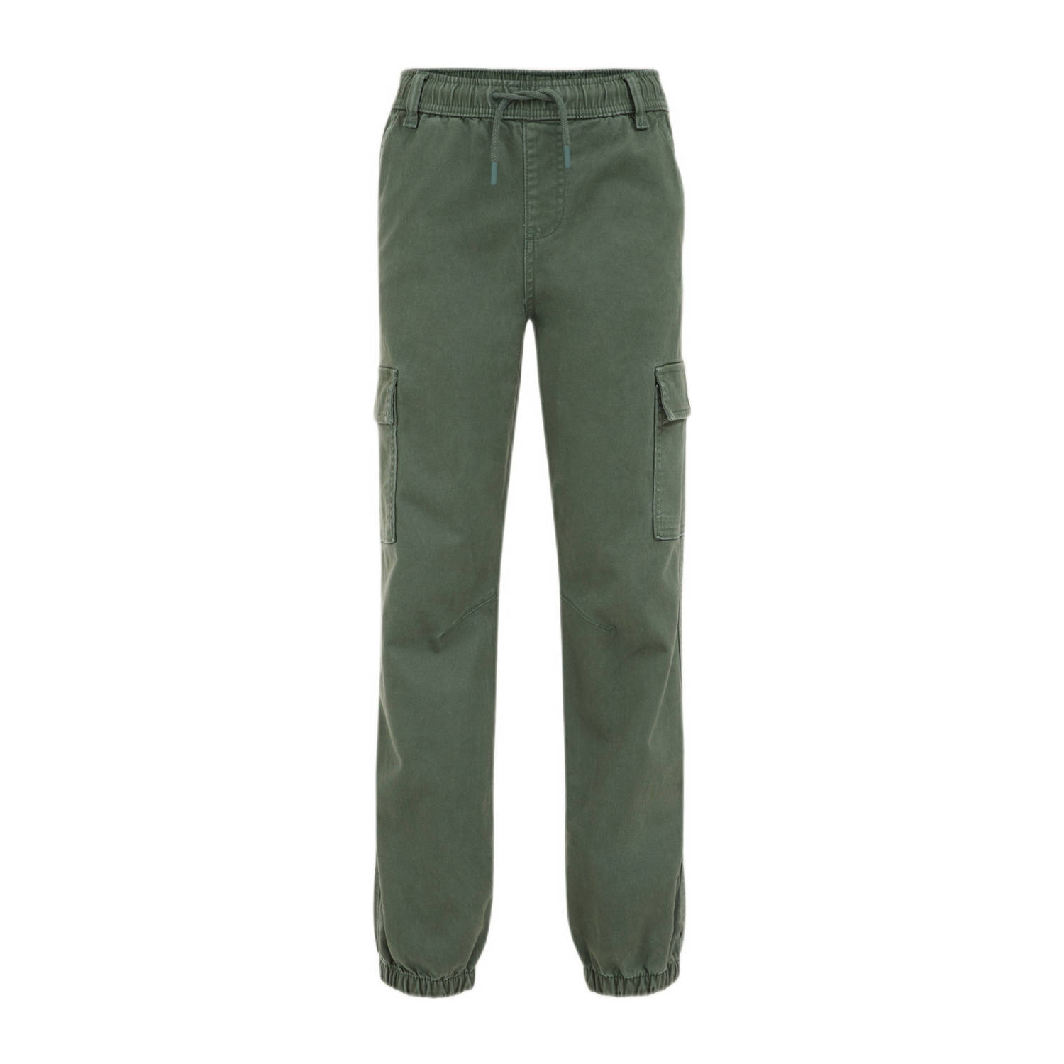 WE Fashion slim fit cargobroek olijfgroen