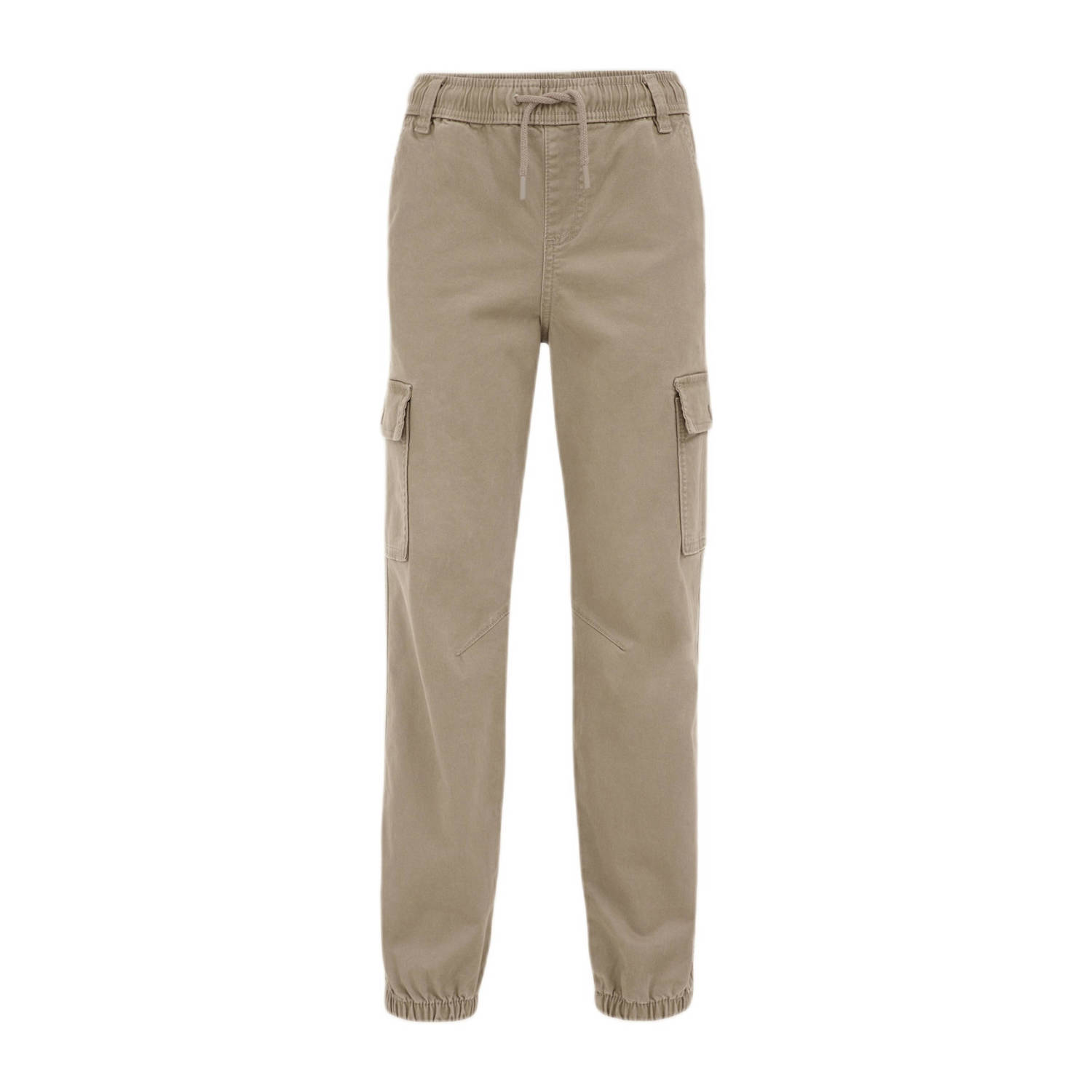 WE Fashion slim fit cargobroek kaki