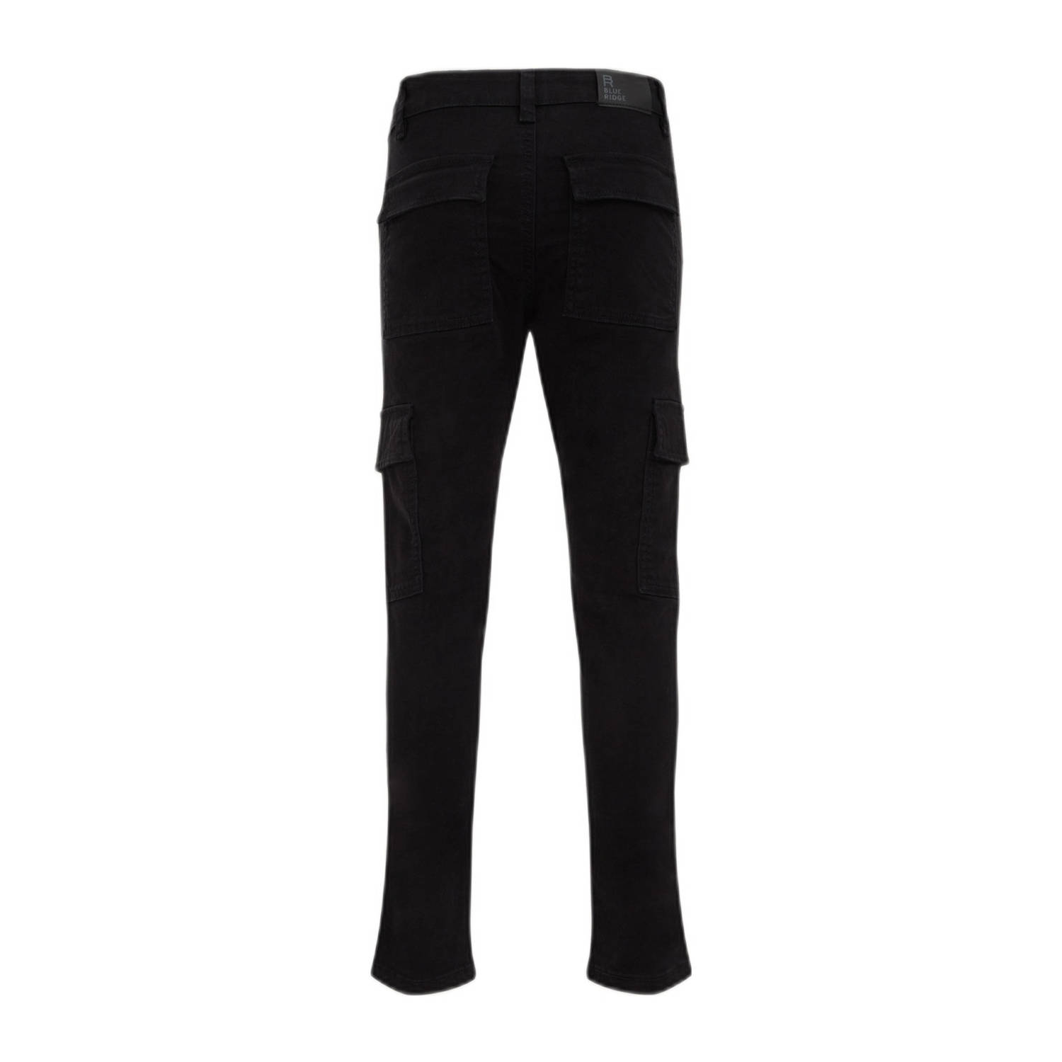 WE Fashion Blue Ridge slim fit cargobroek zwart