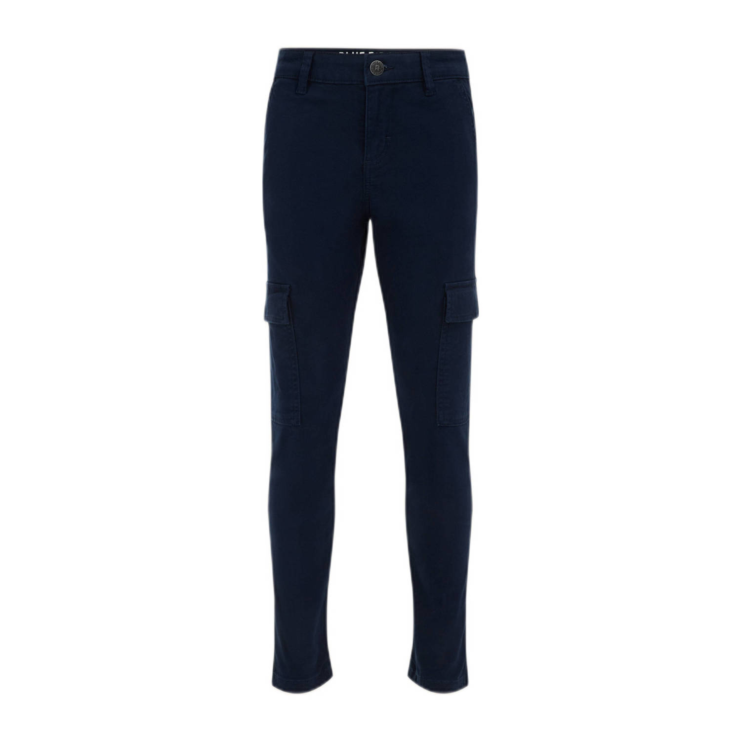 WE Fashion slim fit cargobroek royal navy Jongens Stretchkatoen Effen 116