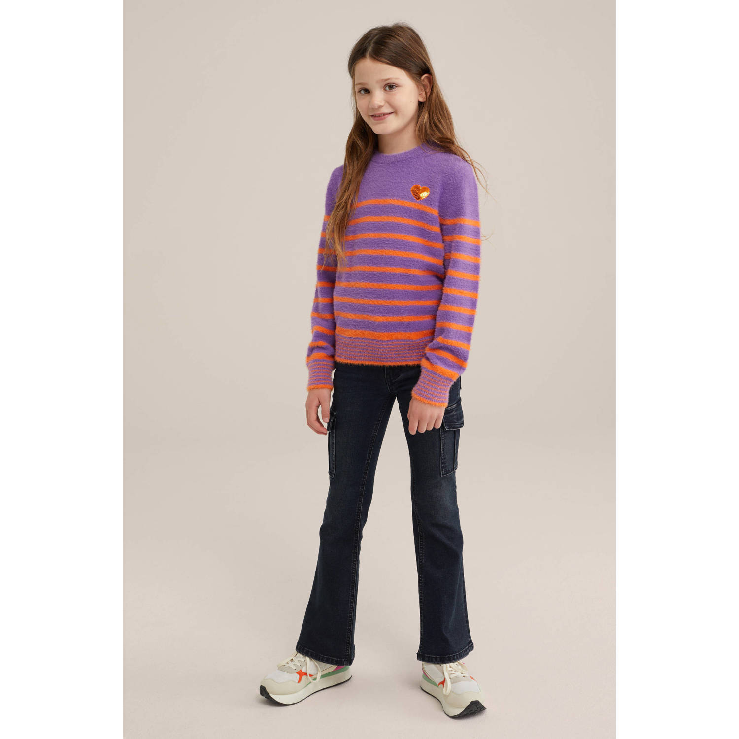 WE Fashion gebreide trui paars