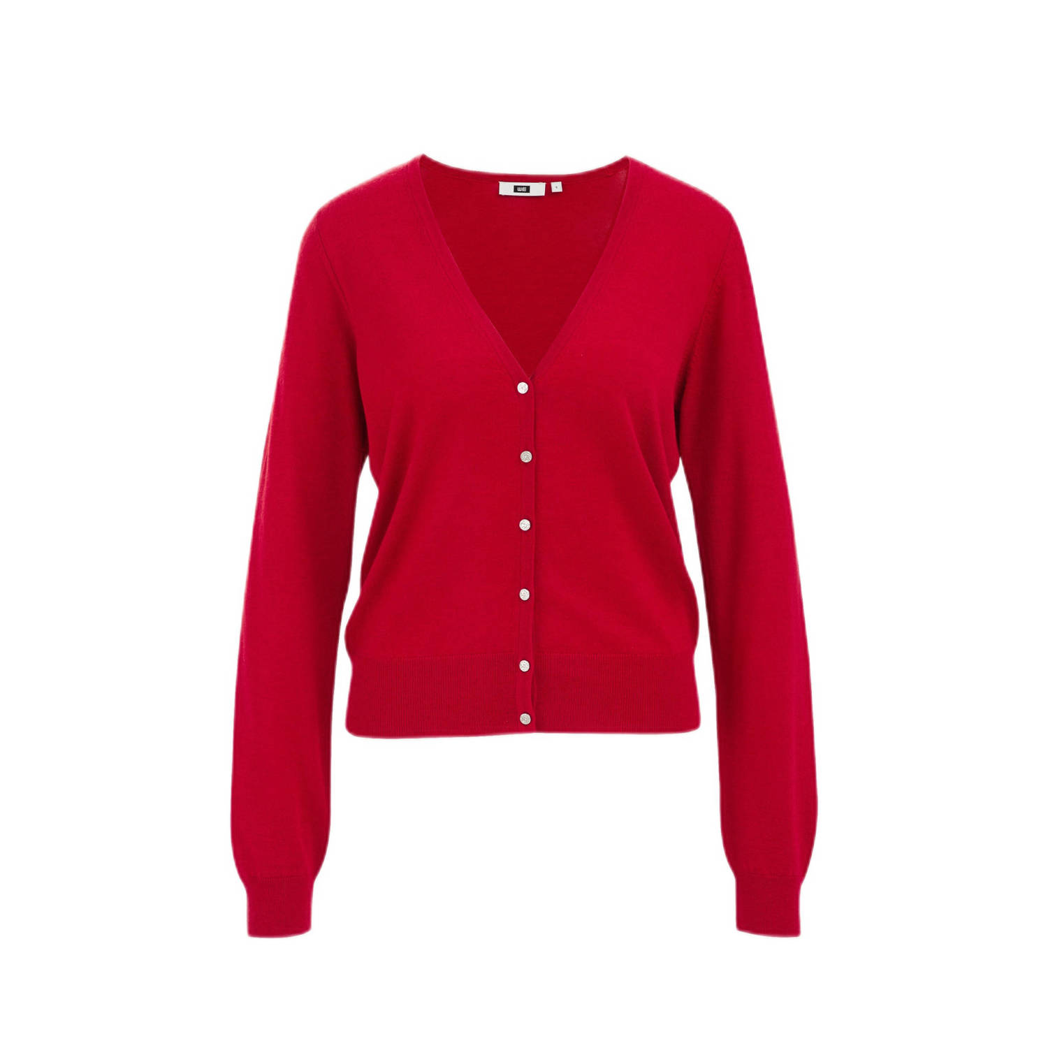 WE Fashion fijngebreid vest rood