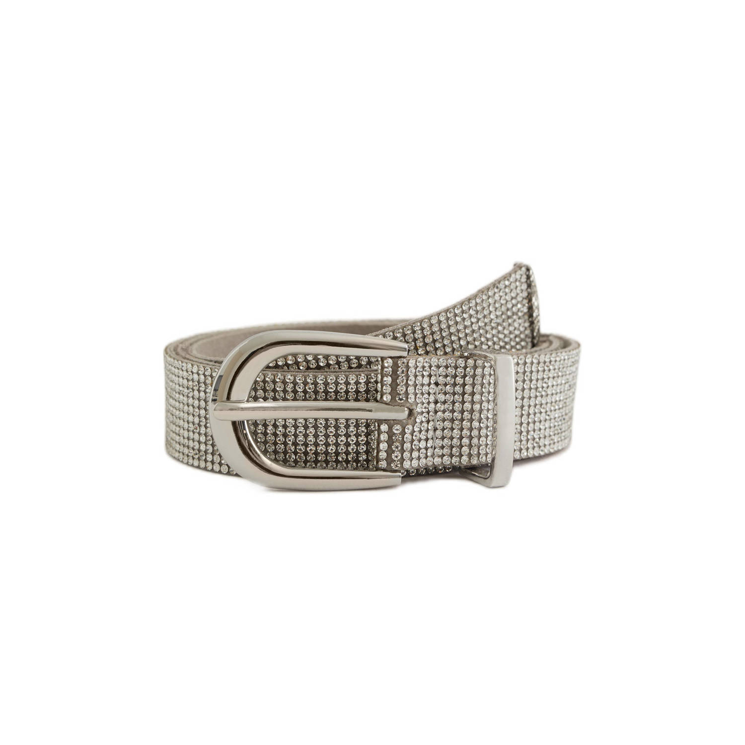 WE Fashion riem met strass zilverkleurig