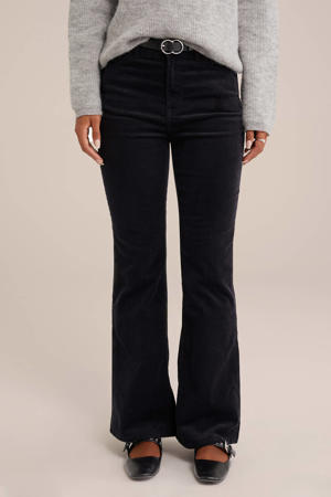corduroy flared broek zwart