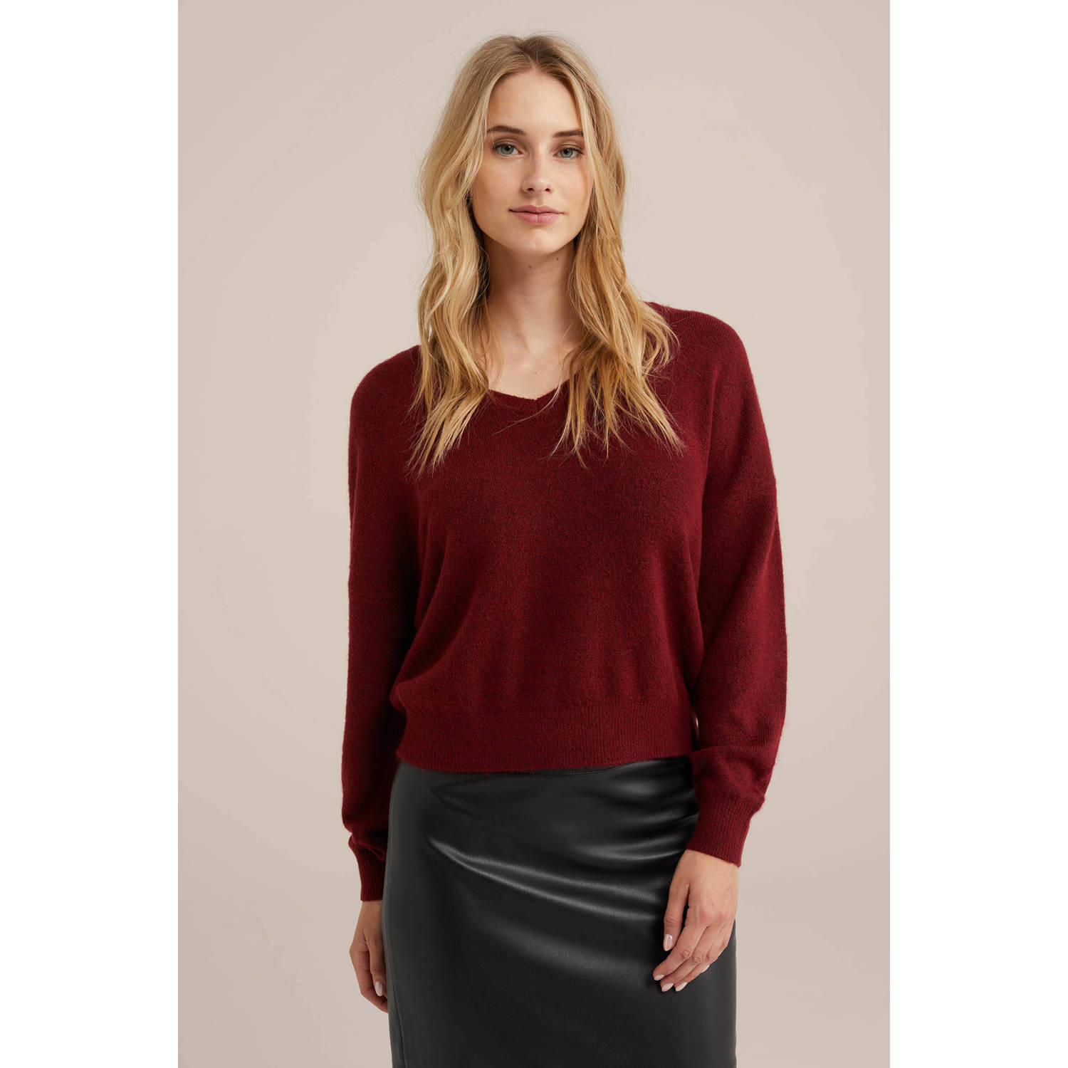 WE Fashion gebreide trui donkerrood