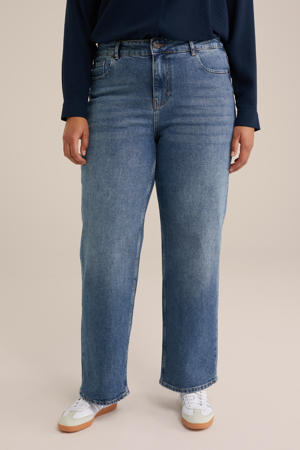 straight leg jeans medium blue denim