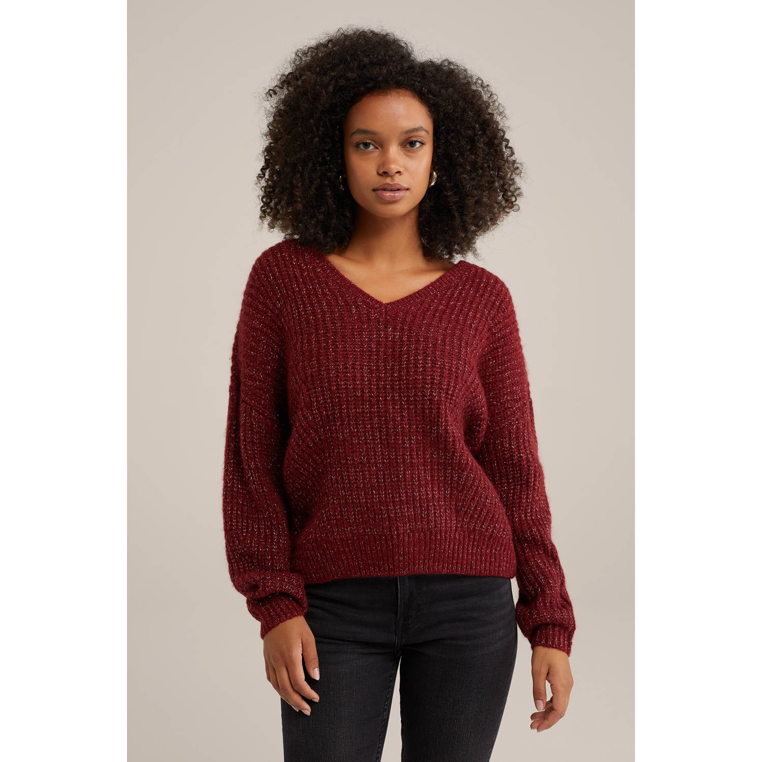 WE Fashion gebreide trui donkerrood