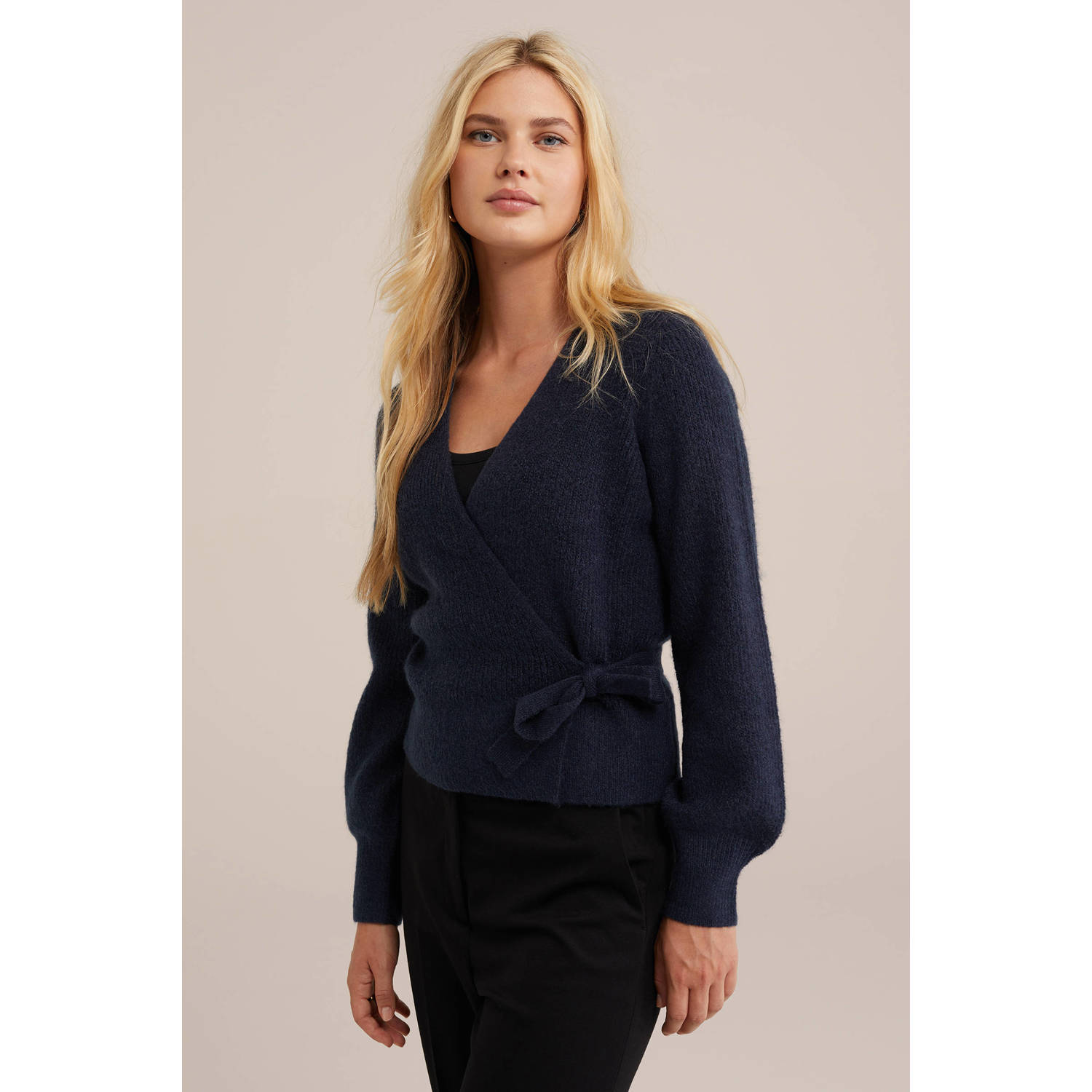 WE Fashion gebreid vest donkerblauw