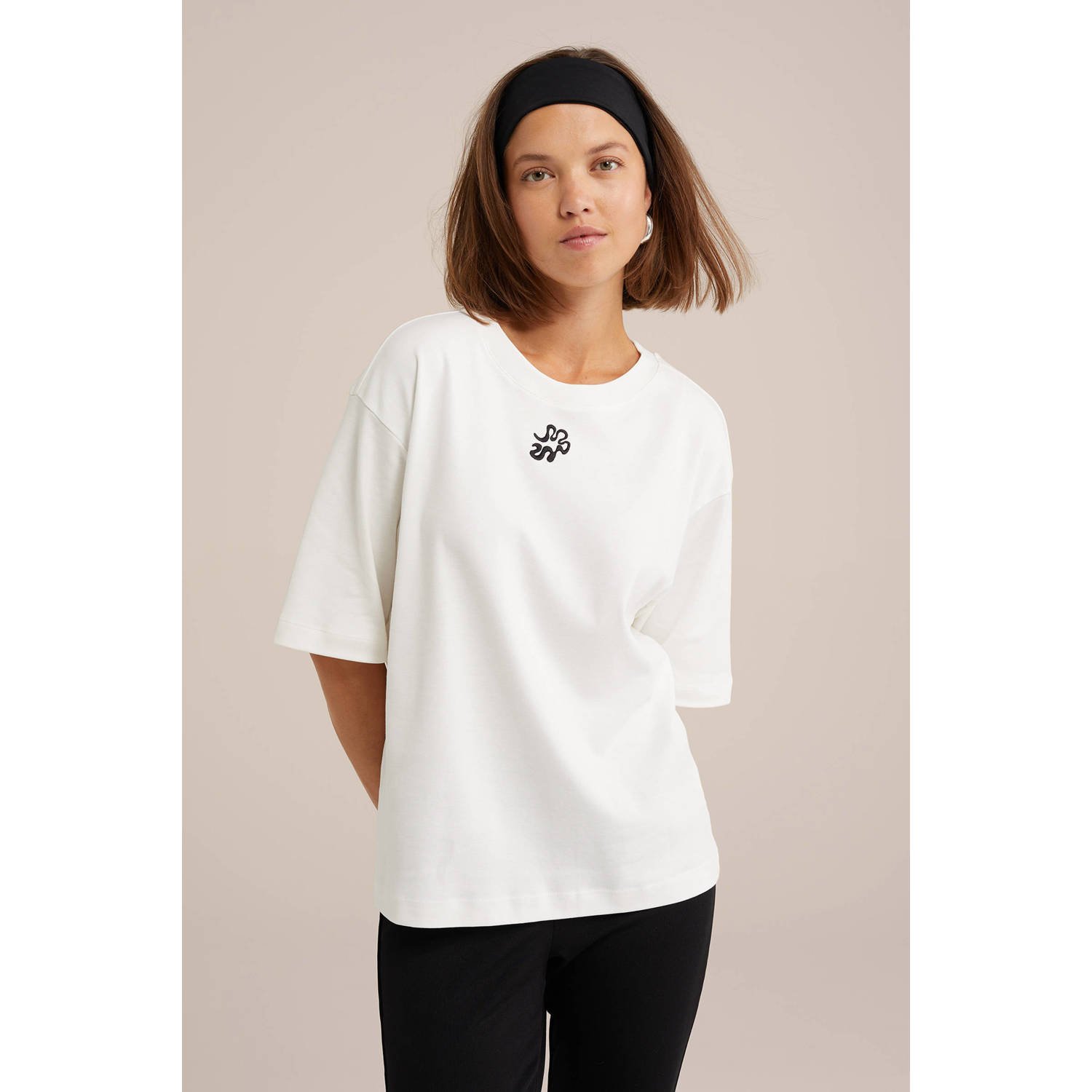 WE Fashion jersey T-shirt ecru