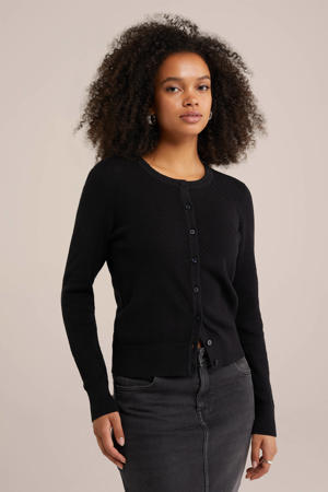 gebreid vest met ingebreid patroon zwart