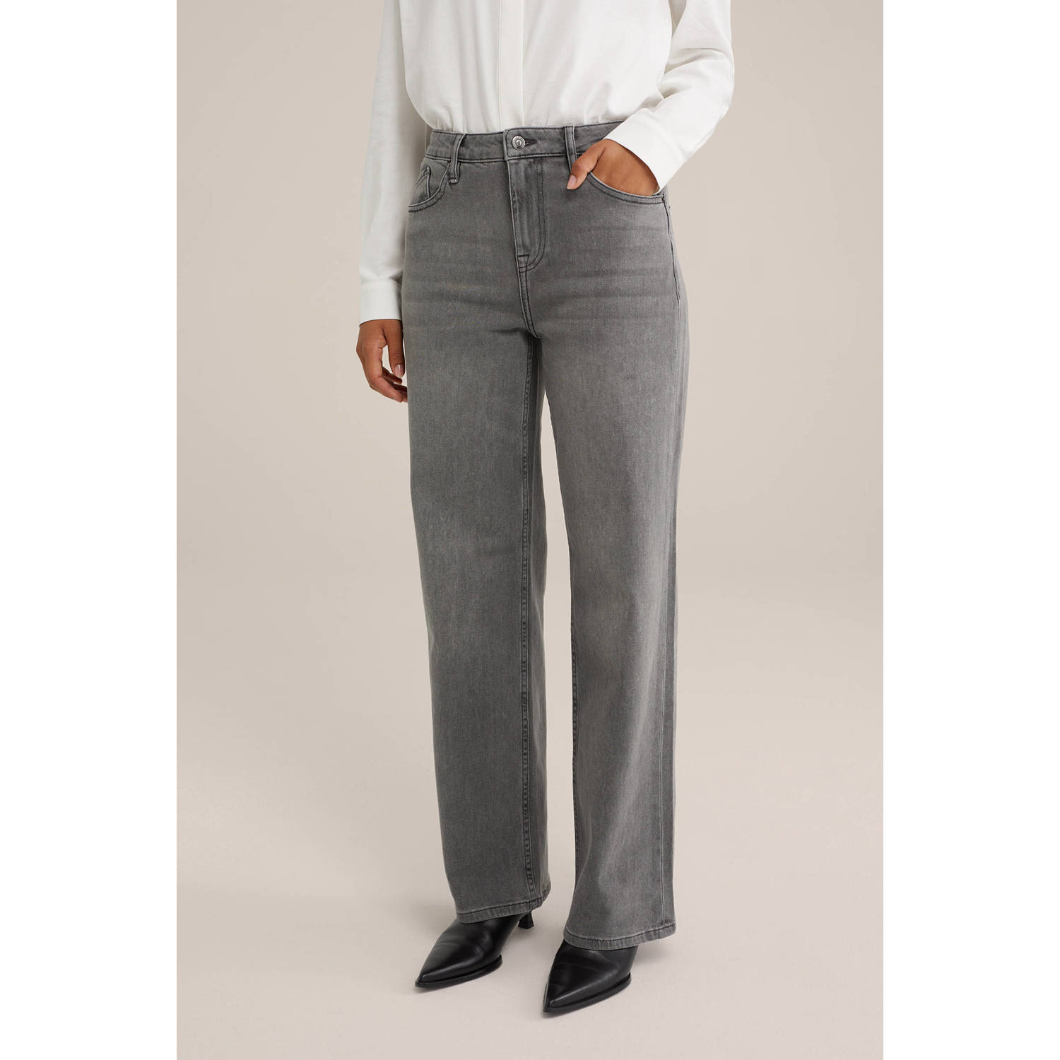 WE Fashion Blue Ridge high waist wide leg jeans grey denim