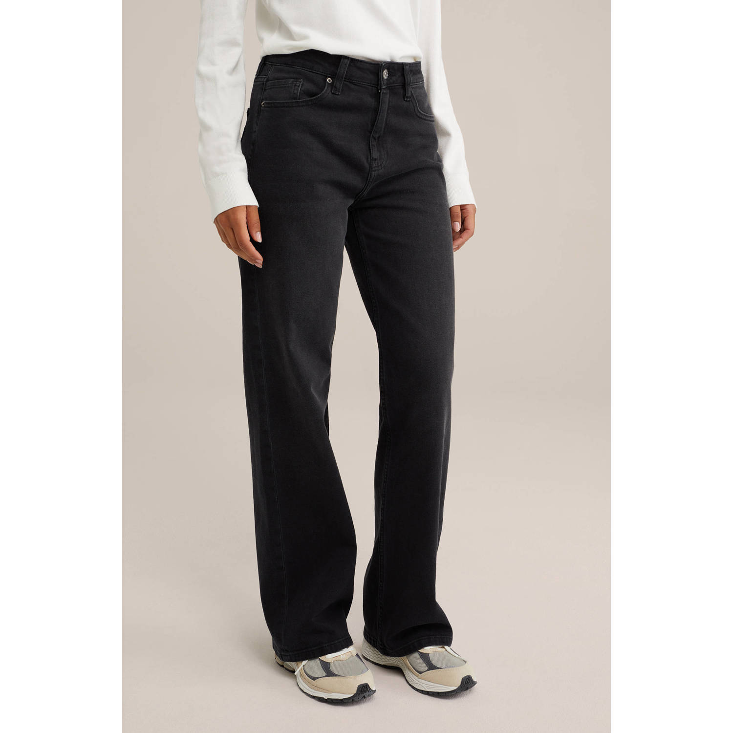 WE Fashion Blue Ridge high waist wide leg jeans black denim