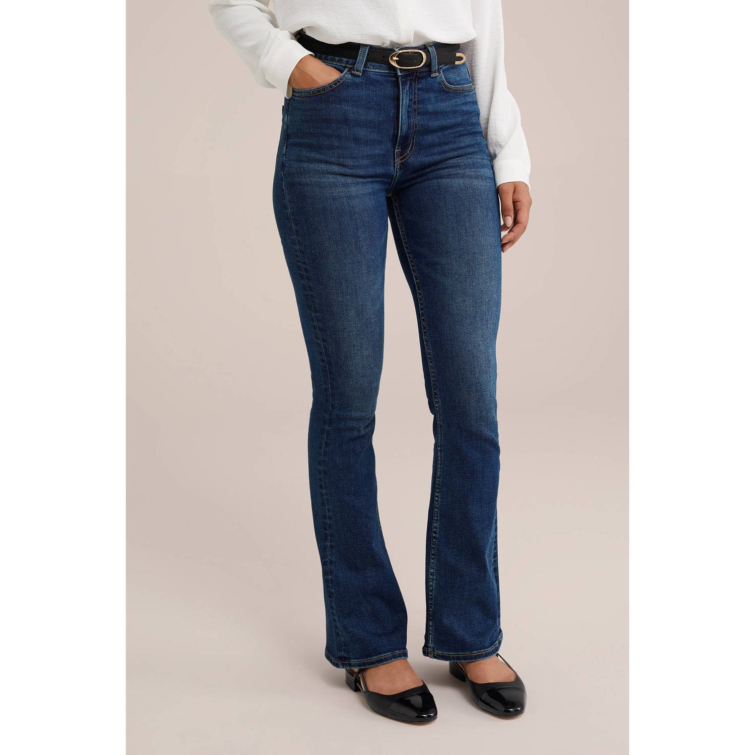 WE Fashion Blue Ridge flared jeans dark blue denim