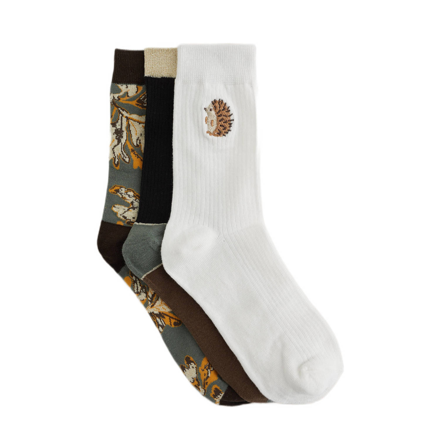 WE Fashion sokken set van 3 zwart wit