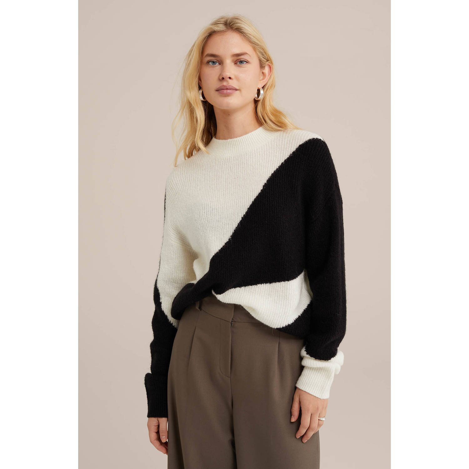 WE Fashion gebreide trui zwart