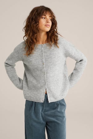 fijngebreid vest grijs