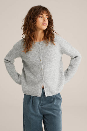 fijngebreid vest grijs