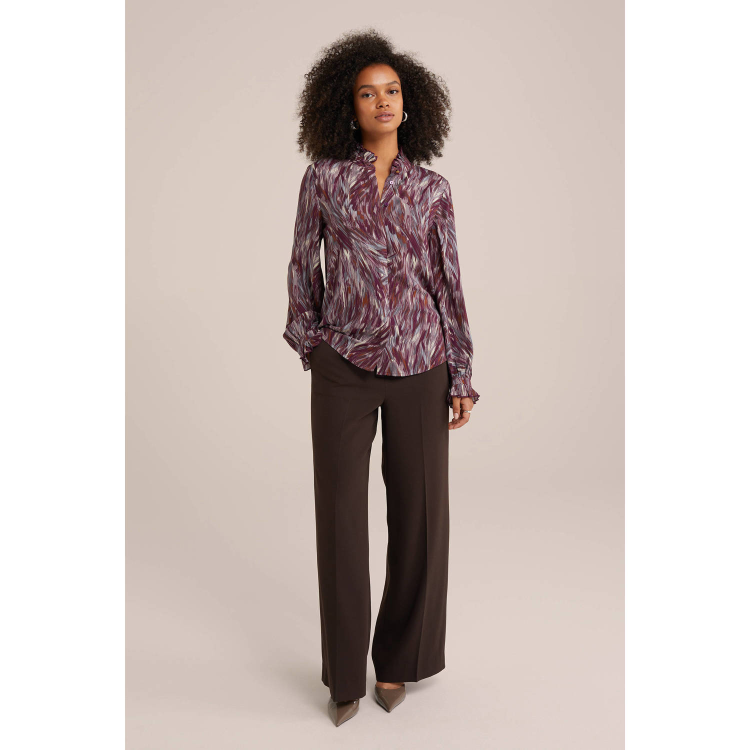 WE Fashion regular fit broek donkerbruin