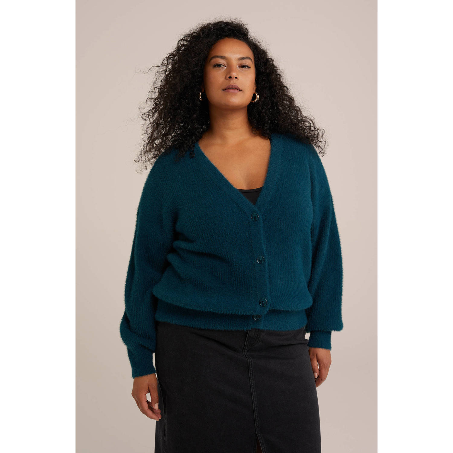 WE Fashion Curve vest petrol