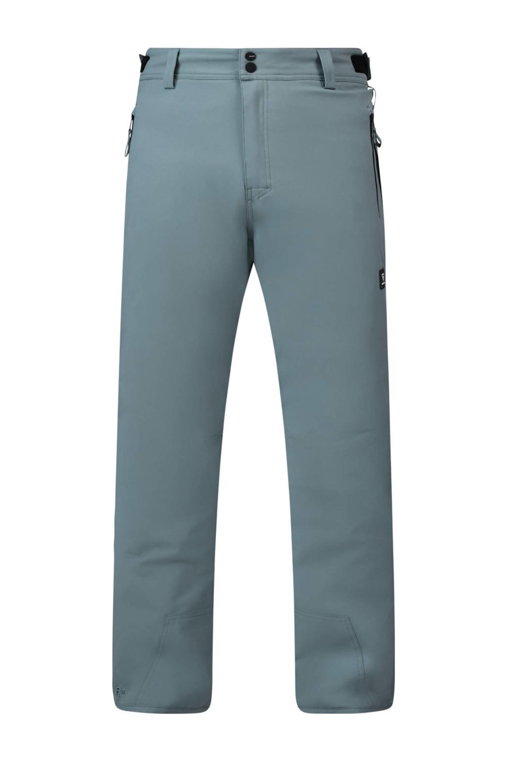Grijsgroene heren Brunotti skibroek Footrail van polyester met rits- en drukknoopsluiting